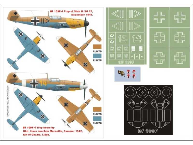 Bf 109F4 Trop HASEGAWA+AIRES - image 1