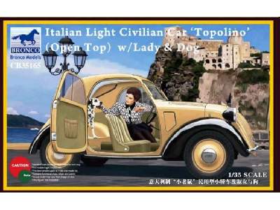 Italian Light Civilian Car Topolino (open top) w/Lady & dog - image 1