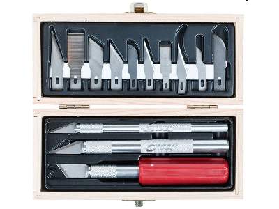 Hobby Knife Set - Wooden Box - image 1