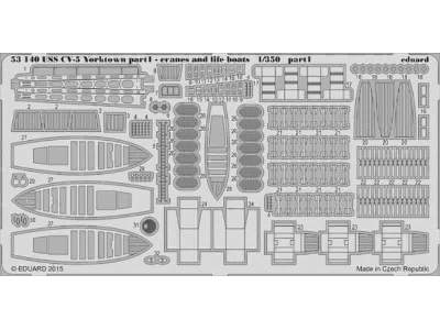 USS CV-5 Yorktown part 1 cranes & life boats 1/350 - Merit - image 1