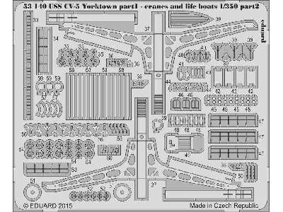 USS CV-5 Yorktown part 1 cranes & life boats 1/350 - Merit - image 2