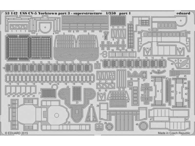 USS CV-5 Yorktown part 3 superstructure 1/350 - Merit - image 1