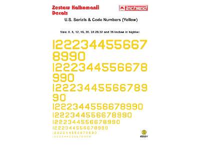 Decal - Amerykanskie numery i oznaczenia kodowe (zolte) - image 2