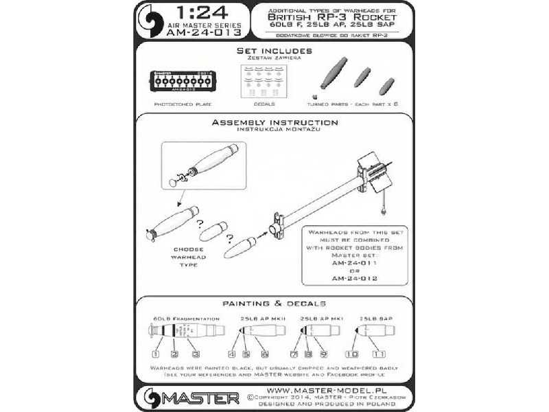 Dodatkowe typy głowic dla brytyjskich rakiet RP-3 (60LB F, 25LB  - image 1
