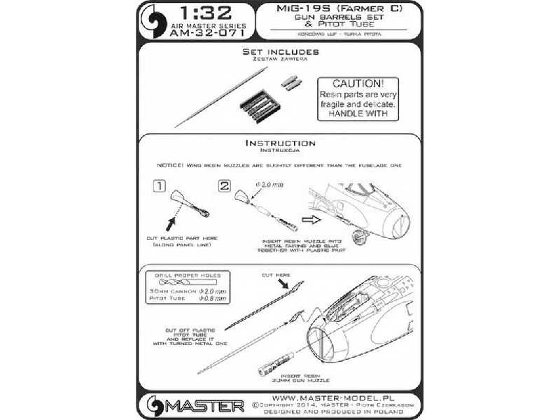 MiG-19S (Farmer C) - końcówki działek 30mm i rurka Pitota - image 1