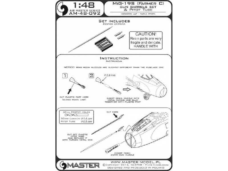 MiG-19S (Farmer C) - końcówki działek 30mm i rurka Pitota - image 1