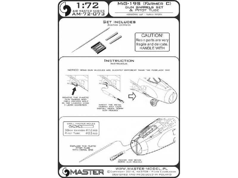 MiG-19S (Farmer C) - końcówki działek 30mm i rurka Pitota - image 1