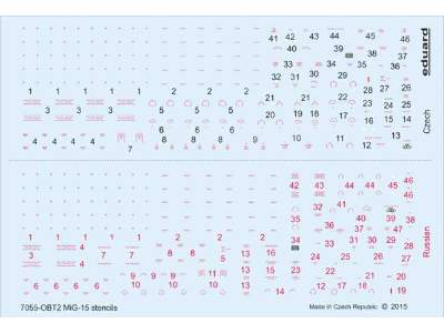 MiG-15 / MiG-15bis stencils 1/72 - Eduard - image 1
