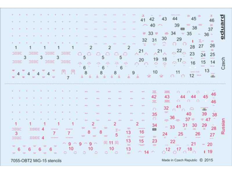MiG-15 / MiG-15bis stencils 1/72 - Eduard - image 1