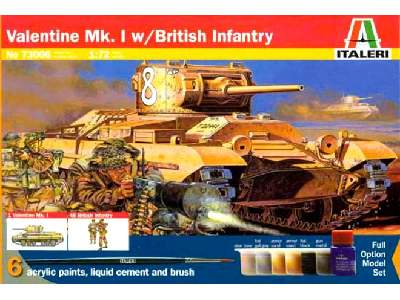 Valentine Mk. I w/British Infantry, w/Paints and Glue  - image 1
