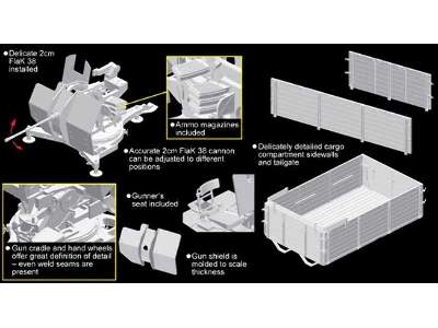 German 3t 4x2 Truck w/2cm FlaK 38 (2 in 1) - Smart Kit - image 8