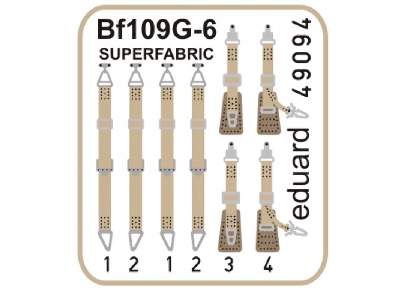 Bf 109G seatbelts SUPERFABRIC 1/48 - Eduard - image 1