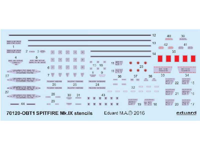 Spitfire Mk. IX stencils 1/72 - Eduard - image 1