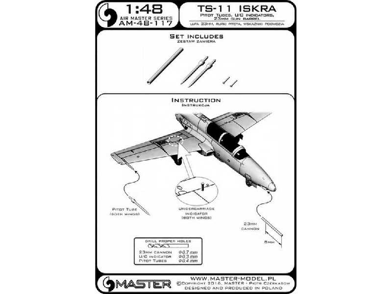 TS-11 Iskra - Rurki Pitota, lufa działka 23mm i wskaźniki podwoz - image 1