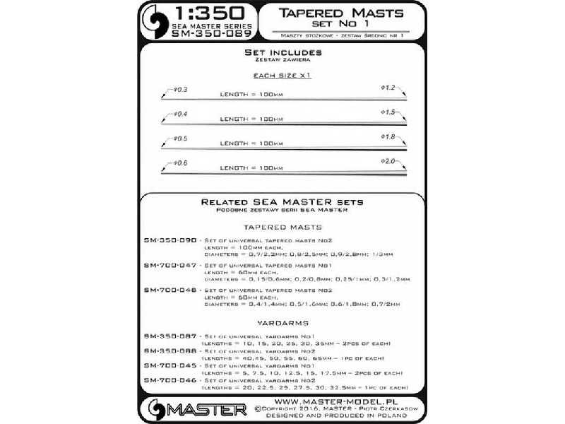 Zestaw uniwersalnych masztów stożkowych Nr 1 (długość = 100mm, ś - image 1