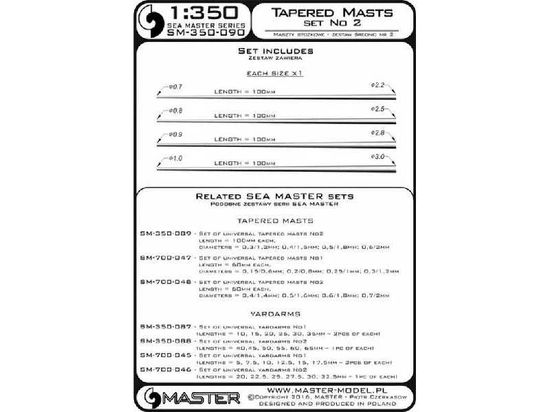 Zestaw uniwersalnych masztów stożkowych Nr 2 (długość = 100mm, ś - image 1