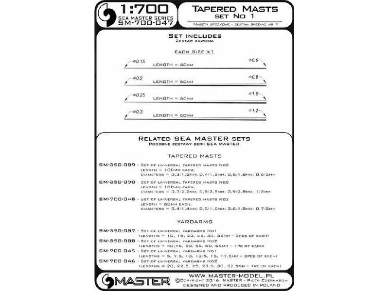 Zestaw uniwersalnych masztów stożkowych Nr 1 (długość = 60mm, śr - image 1