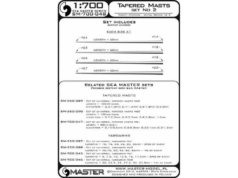 Zestaw uniwersalnych masztów stożkowych Nr 2 (długość = 60mm, śr - image 1