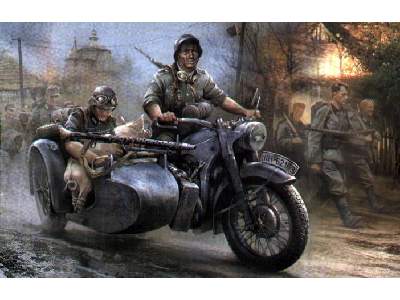 German Motorcycle BMW R-12 with Sidecar and Crew - image 1
