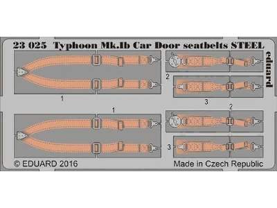 Typhoon Mk. Ib Car Door seatbelts STEEL 1/24 - Airfix - image 1
