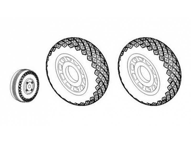 P-51D Mustang - Wheels 1/32 (Diamond and Hole Tread Pattern) for - image 1