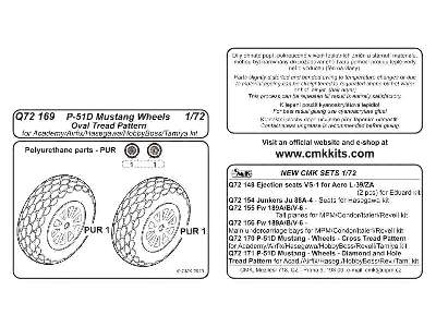 Q72169 P-51D Mustang - Wheels 1/72 (Oval Tread Pattern) for Acad - image 4