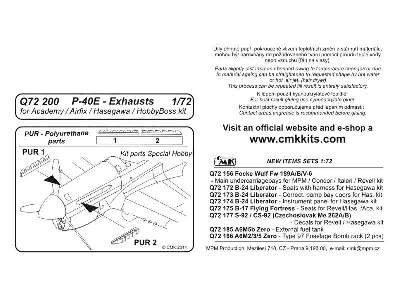 P-40E - Exhausts 1/72 for Academy/Airfix/Hasegawa/Hobby Boss kit - image 3