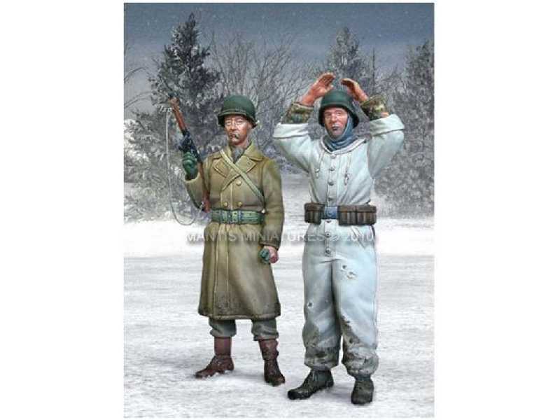 Hands up! - U.S. Infantryman &amp; German POW - Ardennes 1944 - image 1