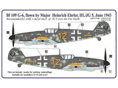 Camouflage painting masks Bf-109G-6 Ehler - image 1