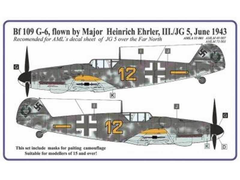 Camouflage painting masks Bf-109G-6 Ehler - image 1