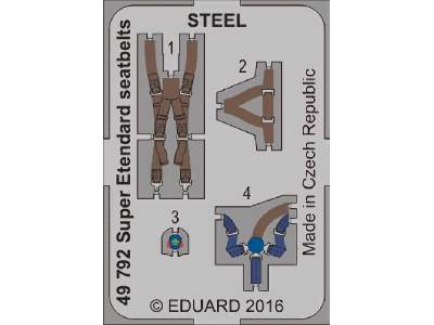 Super Etendard seatbelts STEEL 1/48 - Kitty Hawk - image 1