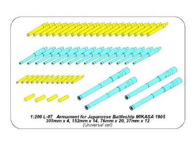 Armament for pre-dreadnought Mikasa 305mm, 152mm, 76mm, 37mm - image 4