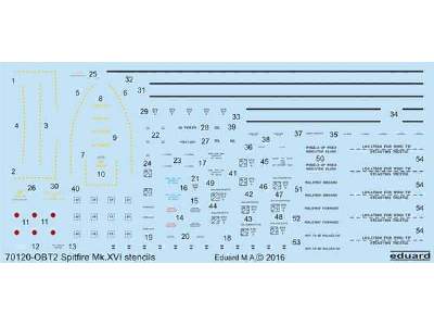 Spitfire Mk. XVI Bubbletop stencils 1/72 - Eduard - image 1