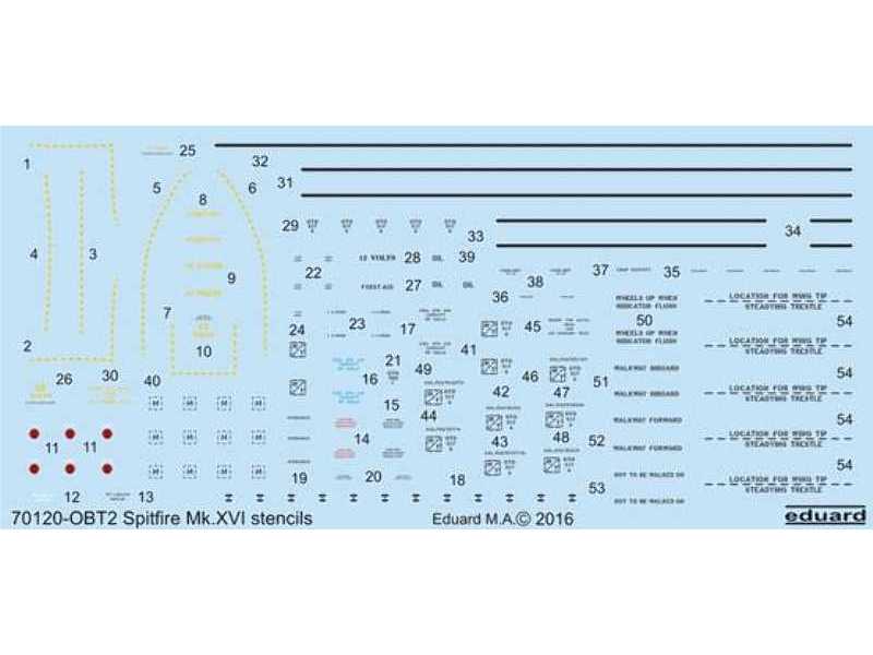 Spitfire Mk. XVI Bubbletop stencils 1/72 - Eduard - image 1