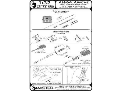 AH-64 Apache - lufa działka M230 (30mm), Rurki Pitota i antena ( - image 1