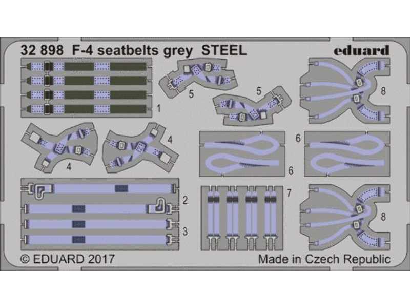 F-4 seatbelts grey STEEL 1/32 - image 1