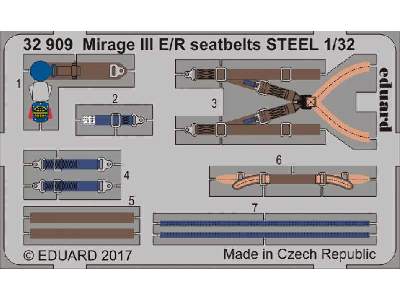 Mirage III E/ R seatbelts STEEL 1/32 - Italeri - image 1