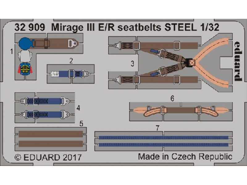 Mirage III E/ R seatbelts STEEL 1/32 - Italeri - image 1