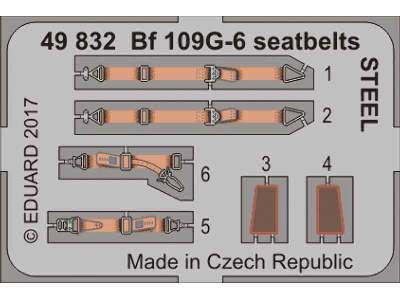 Bf 109G-6 seatbelts STEEL 1/48 - Zvezda - image 1
