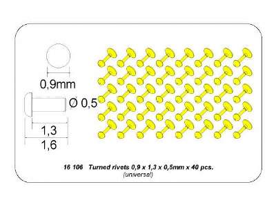 Turned rivets 0,9 x1,3 x 0,5mm 40 pcs. - image 4