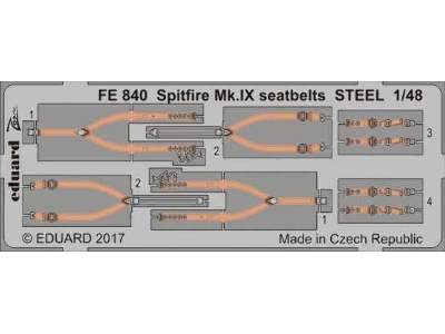 Spitfire Mk. IX seatbelts STEEL 1/48 - Eduard - image 1