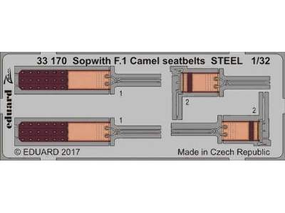 Sopwith F.1 Camel seatbelts STEEL 1/32 - Wingnut Wings - image 1