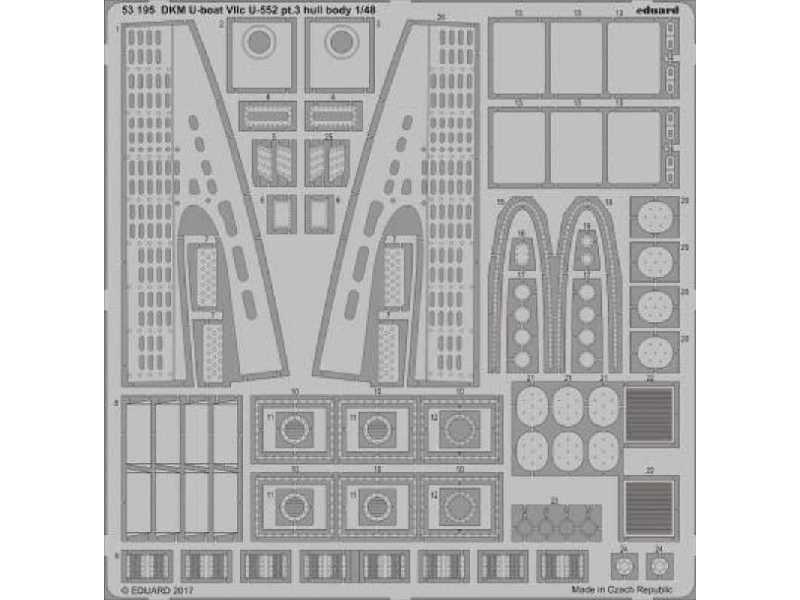 DKM U-boat VIIc U-552 pt.3 hull body 1/48 - Trumpeter - image 1