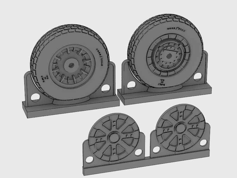 F4U Corsair/F6F Hellcat  Block Thread Wheels set - image 1