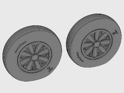 F4U Corsair/F6F Hellcat Late Ribbed Thread (late '50s) Wheels se - image 3