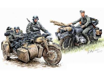 WWII German Motorcycle Troops on the Move - BMW R75 - image 1