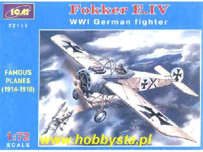 WWI 1/72 plastic scale model kit, ICM 72111 Fokker E.IV German Fighter 1918 