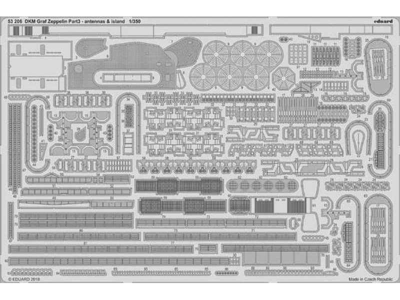 DKM Graf Zeppelin antennas & island pt.3 1/350 - Trumpeter - image 1