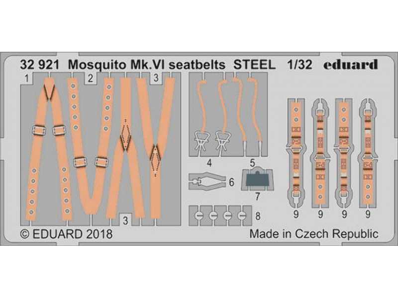 Mosquito Mk. VI seatbelts STEEL 1/32 - Tamiya - image 1