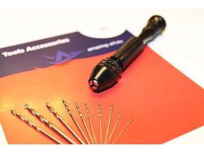 Mini Hand Drill + 10 Drills Various Sizes 0.5 - 2mm - image 2